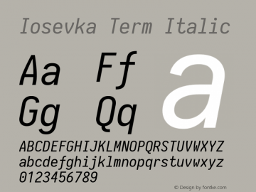 Iosevka Term Italic 1.13.0; ttfautohint (v1.6)图片样张