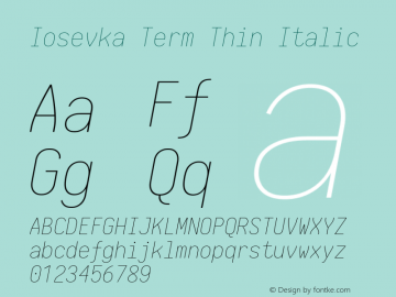 Iosevka Term Thin Italic 1.13.0; ttfautohint (v1.6)图片样张