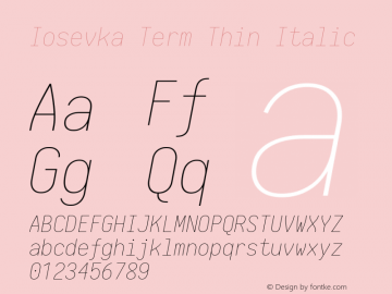 Iosevka Term Thin Italic 1.13.0; ttfautohint (v1.6)图片样张