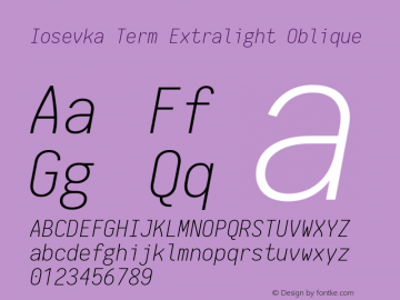 Iosevka Term Extralight Oblique 1.13.0; ttfautohint (v1.6)图片样张