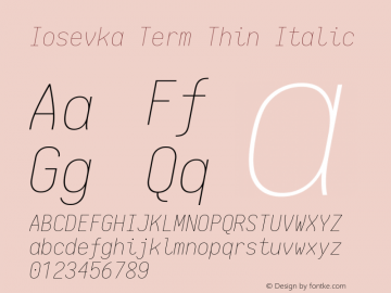 Iosevka Term Thin Italic 1.13.0; ttfautohint (v1.6)图片样张