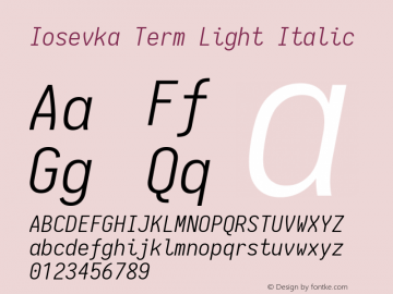 Iosevka Term Light Italic 1.13.0; ttfautohint (v1.6)图片样张