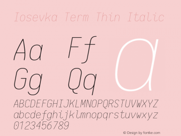 Iosevka Term Thin Italic 1.13.0; ttfautohint (v1.6)图片样张