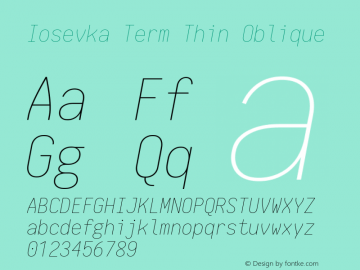 Iosevka Term Thin Oblique 1.13.0; ttfautohint (v1.6)图片样张