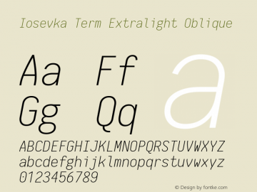 Iosevka Term Extralight Oblique 1.13.0; ttfautohint (v1.6)图片样张