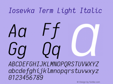 Iosevka Term Light Italic 1.13.0; ttfautohint (v1.6)图片样张