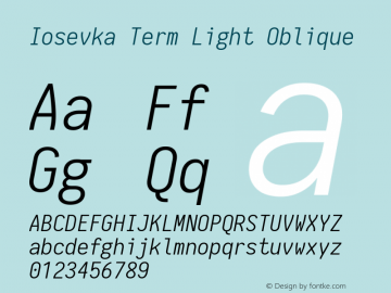 Iosevka Term Light Oblique 1.13.0; ttfautohint (v1.6)图片样张