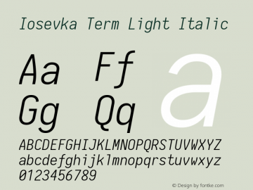 Iosevka Term Light Italic 1.13.0; ttfautohint (v1.6)图片样张