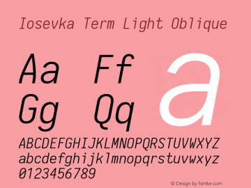 Iosevka Term Light Oblique 1.13.0; ttfautohint (v1.6)图片样张