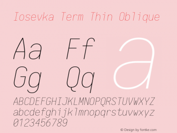 Iosevka Term Thin Oblique 1.13.0; ttfautohint (v1.6)图片样张