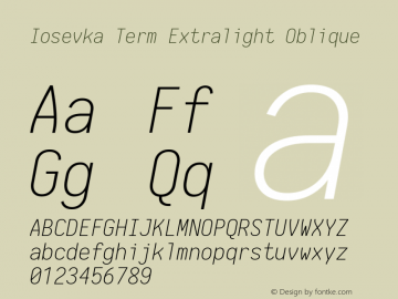 Iosevka Term Extralight Oblique 1.13.0; ttfautohint (v1.6)图片样张