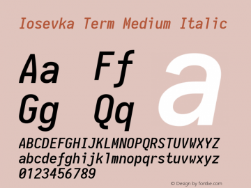 Iosevka Term Medium Italic 1.13.0; ttfautohint (v1.6)图片样张