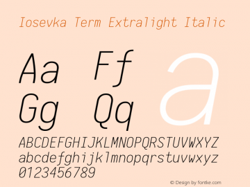 Iosevka Term Extralight Italic 1.13.0; ttfautohint (v1.6)图片样张