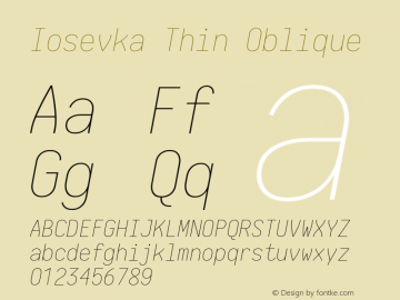 Iosevka Thin Oblique 1.13.0; ttfautohint (v1.6)图片样张