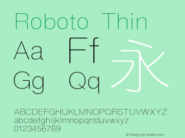 Roboto-Thin Version 2.00 August 3, 2017 Font Sample