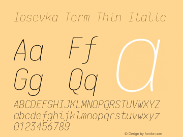 Iosevka Term Thin Italic 1.13.0; ttfautohint (v1.6)图片样张