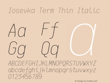 Iosevka Term Thin Italic 1.13.0; ttfautohint (v1.6)图片样张