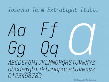 Iosevka Term Extralight Italic 1.13.0; ttfautohint (v1.6)图片样张