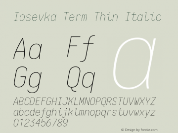 Iosevka Term Thin Italic 1.13.0; ttfautohint (v1.6)图片样张