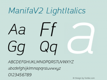 ManifaV2-LightItalics Version 1.003 Font Sample