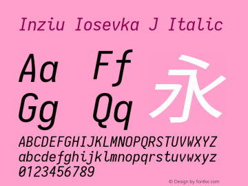 Inziu Iosevka J Italic Version 1.13.0 Font Sample