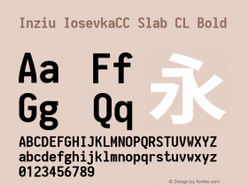 Inziu IosevkaCC Slab CL Bold Version 1.13.0 Font Sample