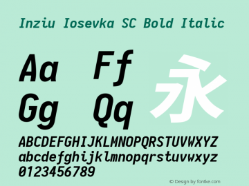Inziu Iosevka SC Bold Italic Version 1.13.0 Font Sample