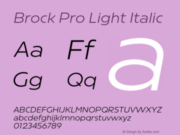 BrockPro-LightItalic Version 1.10 Build 0517图片样张