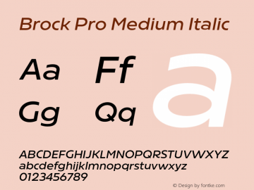 BrockPro-MediumItalic Version 1.10 Build 0517 Font Sample