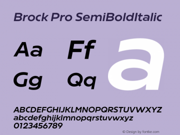 BrockPro-SemiBoldItalic Version 1.10 Build 0517 Font Sample