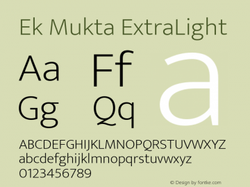 Ek Mukta ExtraLight Version 1.2 Font Sample