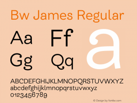 Bw James Regular Version 1.000;PS 001.000;hotconv 1.0.88;makeotf.lib2.5.64775 Font Sample