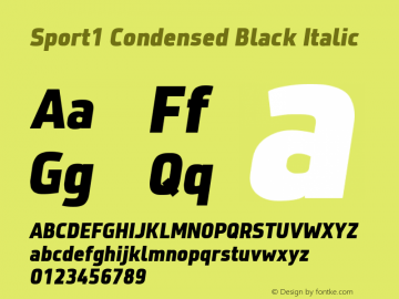 Sport1 Condensed Black Italic Version 1.003 Font Sample