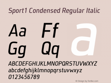 Sport1 Condensed Regular Italic Version 1.003 Font Sample
