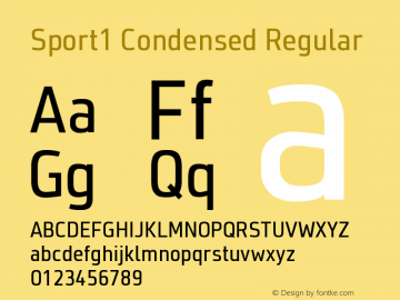 Sport1 Condensed Regular Regular Version 1.003 Font Sample