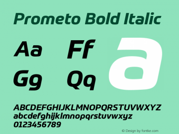 Prometo Bold Italic Version 1.020 Font Sample