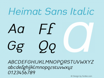 HeimatSans-It Version 001.000 Font Sample