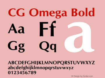 CG Omega Bold Version 1.00 Font Sample