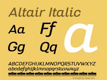 Altair Italic Version 1.000 Font Sample