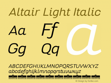 Altair Light Italic Version 1.000 Font Sample
