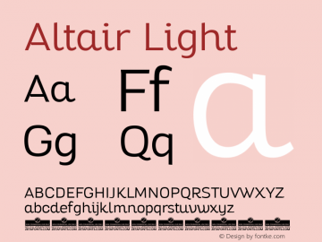 Altair Light Version 1.000 Font Sample
