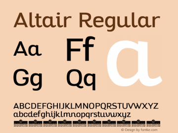 Altair-Regular Version 1.000 Font Sample