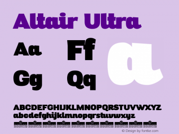 Altair Ultra Version 1.000 Font Sample