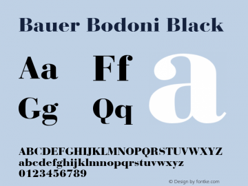 Bauer Bodoni CE Black Version 001.000 Font Sample