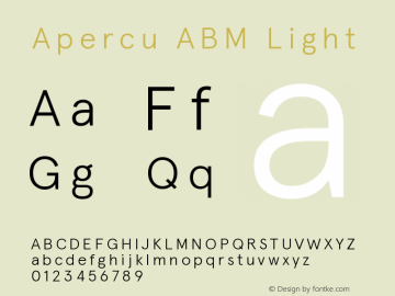 ApercuABM-Light Version 001.001 Font Sample