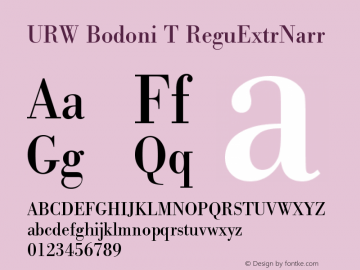 URW Bodoni T ReguExtrNarr Version 001.005 Font Sample