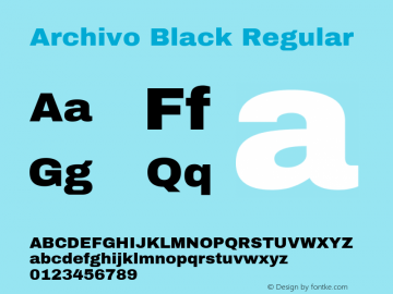 Archivo Black Regular Version 1.005 Font Sample