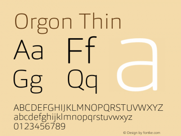 Orgon-Thin Version 1.000 Font Sample