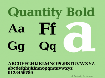 Quantity Bold Version 1.0 20-10-2002 Font Sample