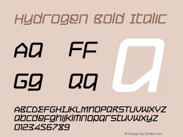 Hydrogen Bold Italic 1.0 March 2007 Font Sample